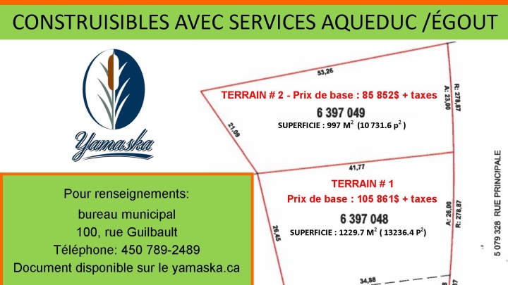 Terrains à vendre - rue Principale