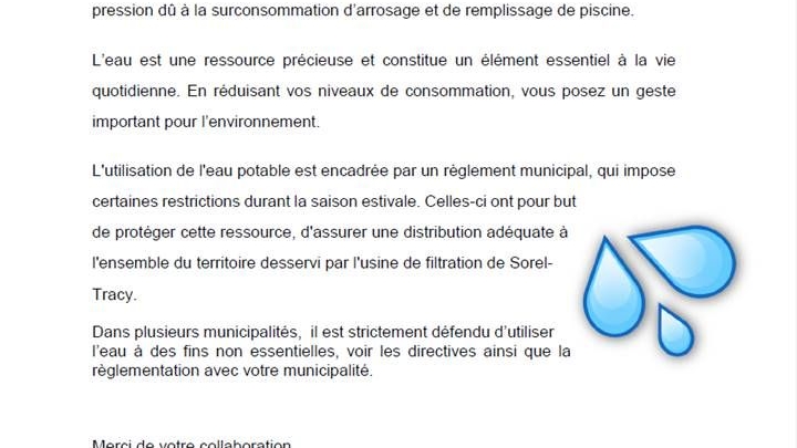 Problèmes de débit sur le territoire
