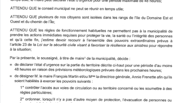 Déclaration d'état d'urgence 2026