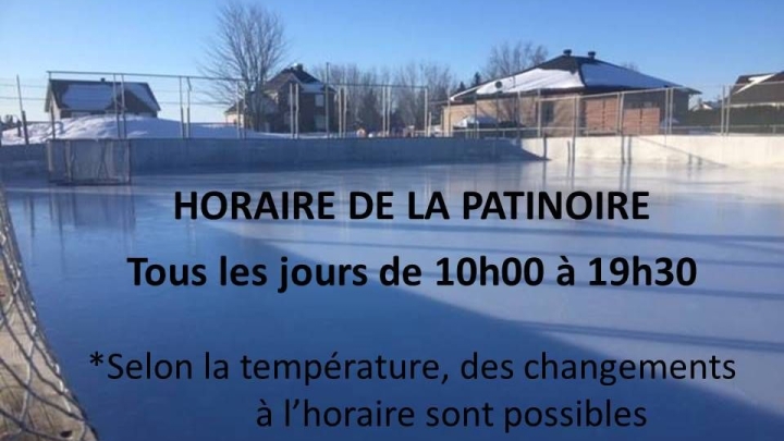 Horaire de la patinoire 2021