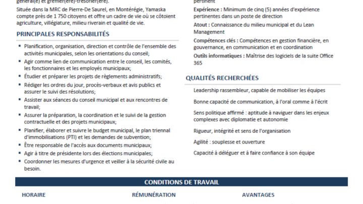 Offre d'emploi direction générale
