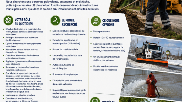 Offre d'emploi: journalier (ère) travaux publics