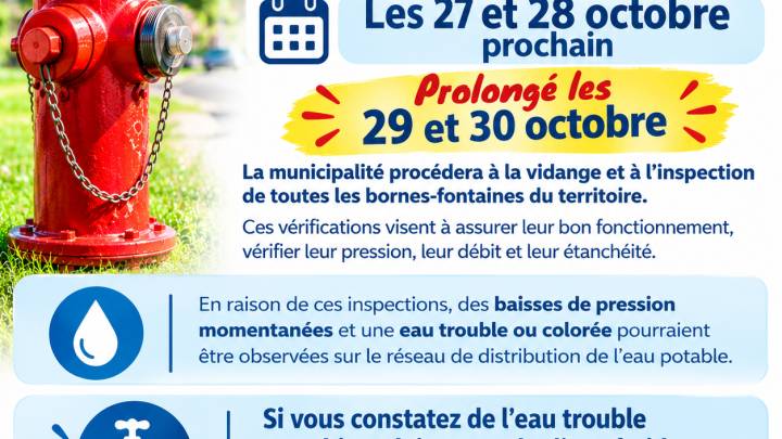 Prendre note du prolongement de l'inspection des bornes d'incendies