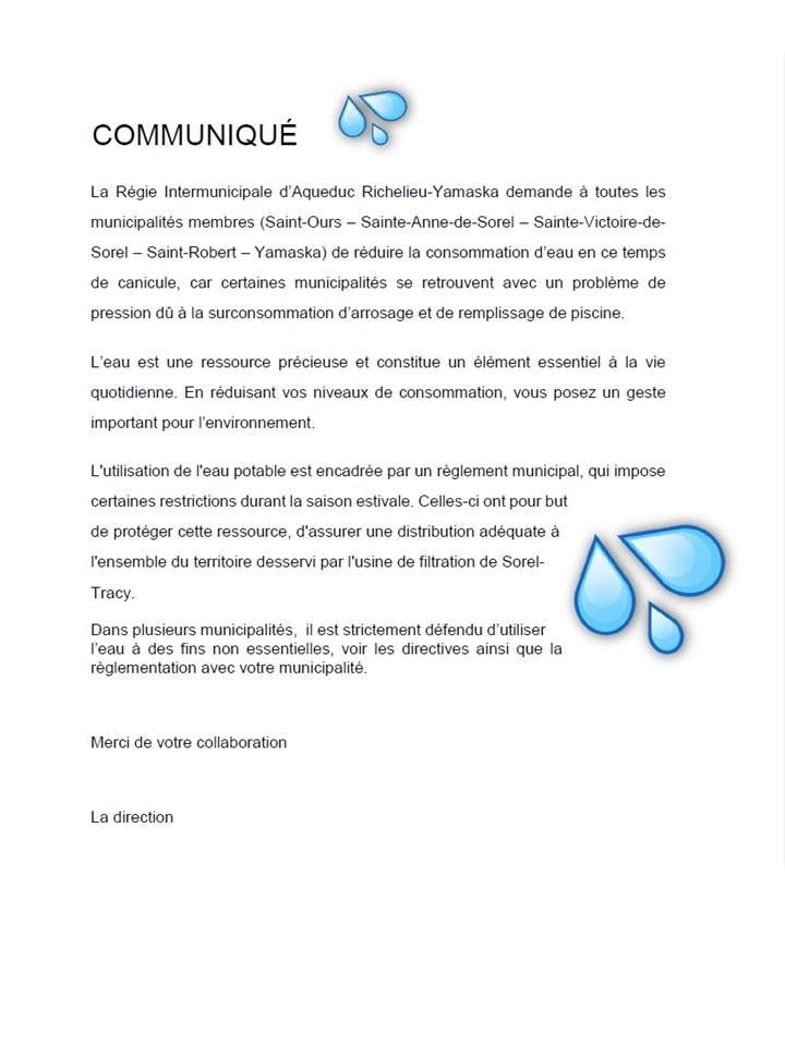 Problèmes de débit sur le territoire