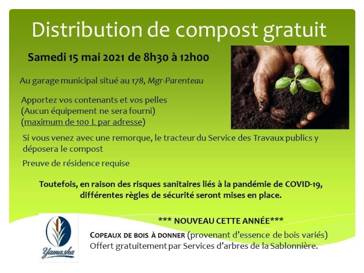 Distribution de compost et de copeaux de bois