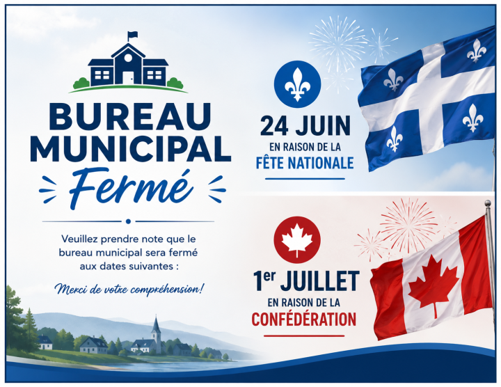 Fermuture du bureau municipal les 24 juin et 1er juillet