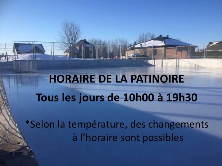 Horaire de la patinoire 2021