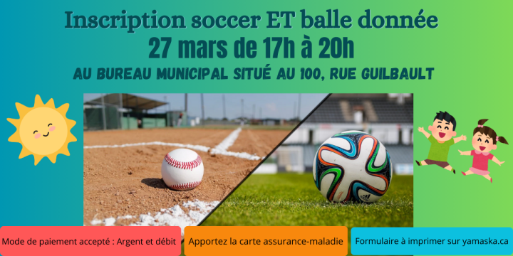 Inscription soccer et balle donnée