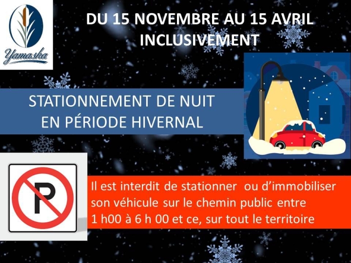 Stationnement de nuit en période hivernal